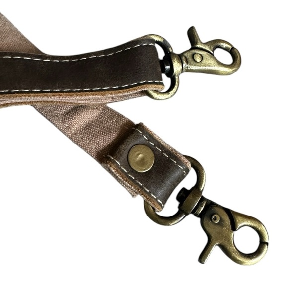 Clea Ray Recycled Canvas Dog Paw Bone Print Crossbody Bag Faux Fur Panel NWT - Picture 6 of 7